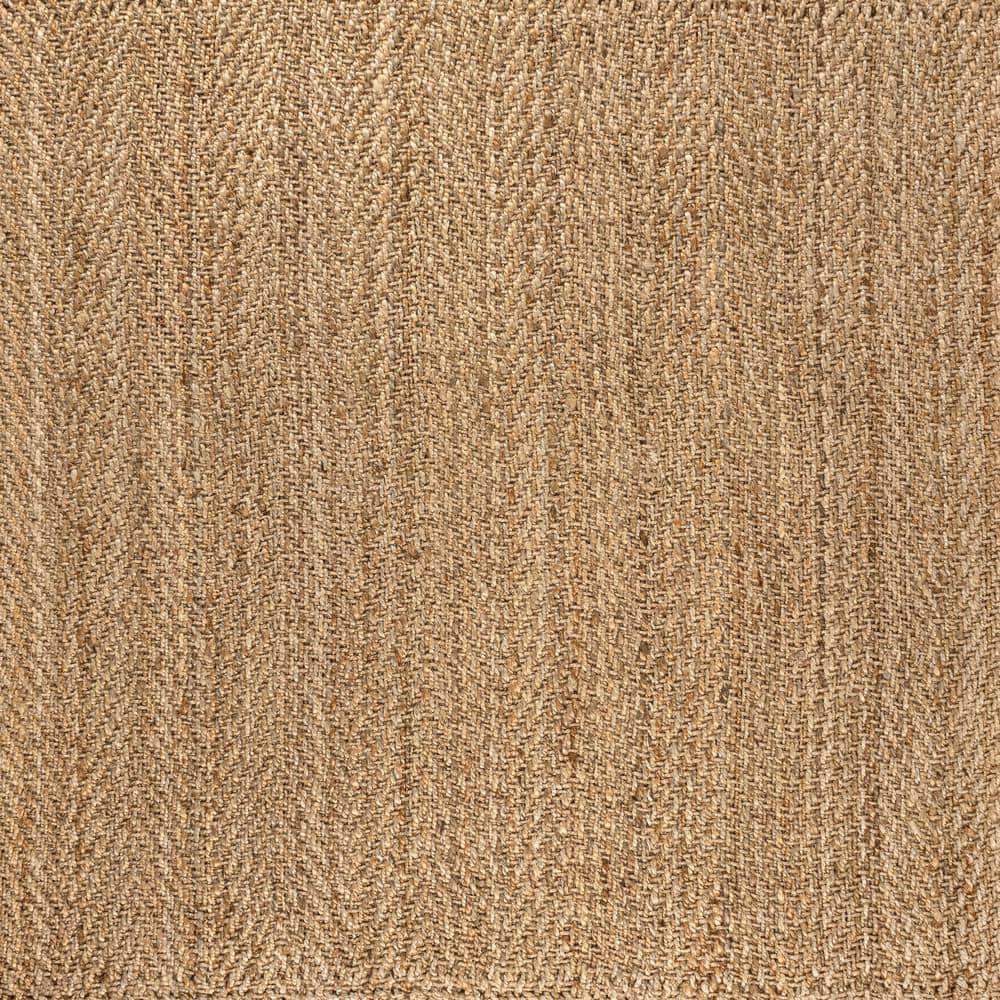 Espina Hand Woven Herringbone Chunky Jute Natural 6' Square Area Rug - JONATHAN Y