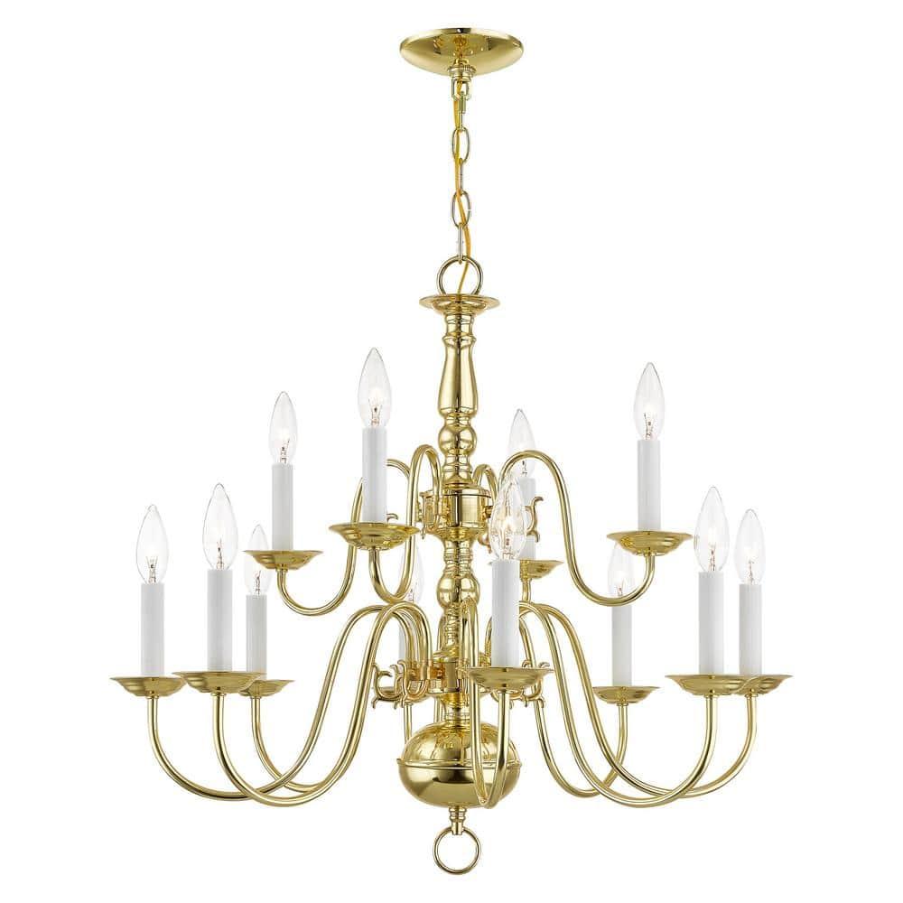 Livex Lighting Williamsburgh 12 - Light Chandelier in  Polished Brass