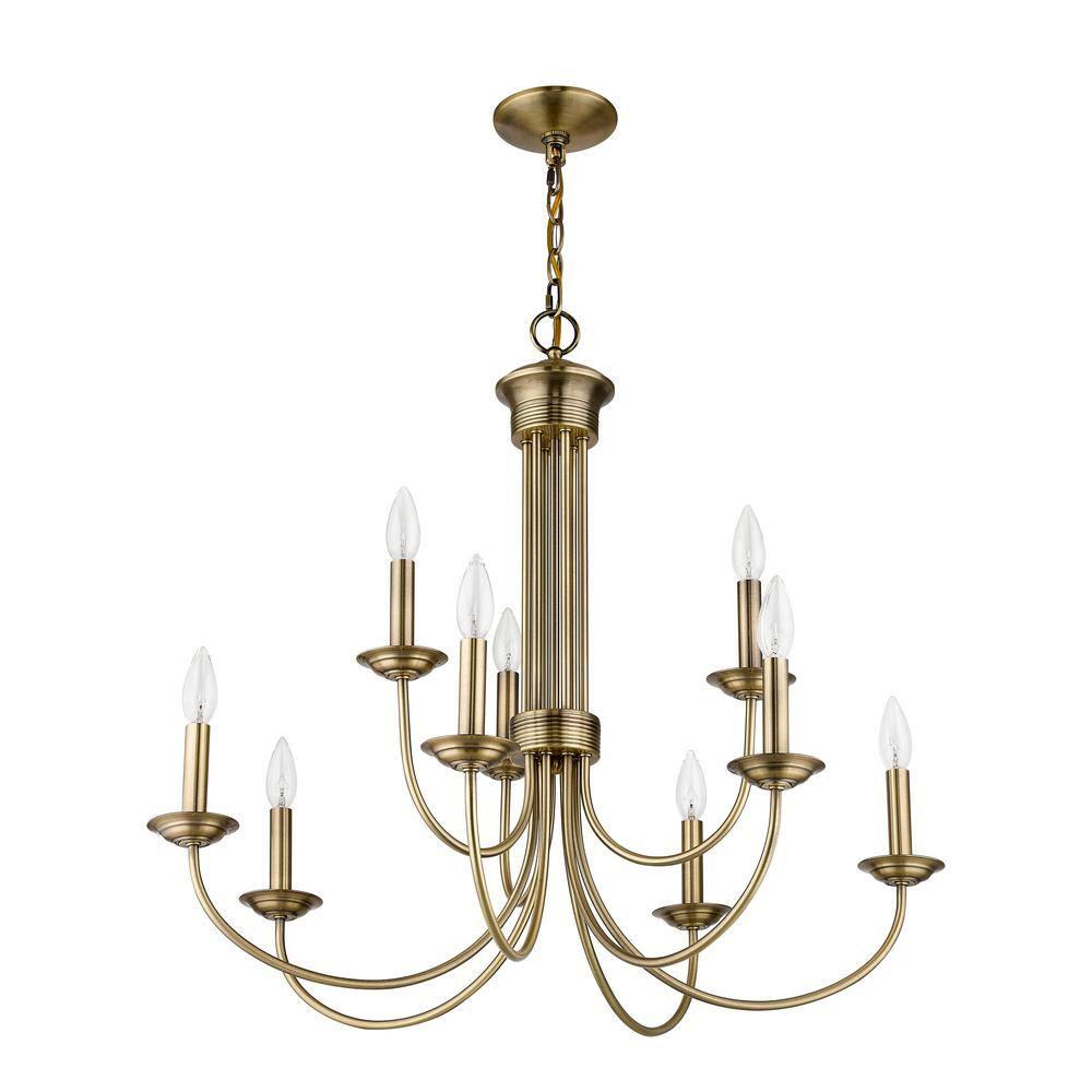 Livex Lighting Estate 9 - Light Chandelier in  Antique Brass