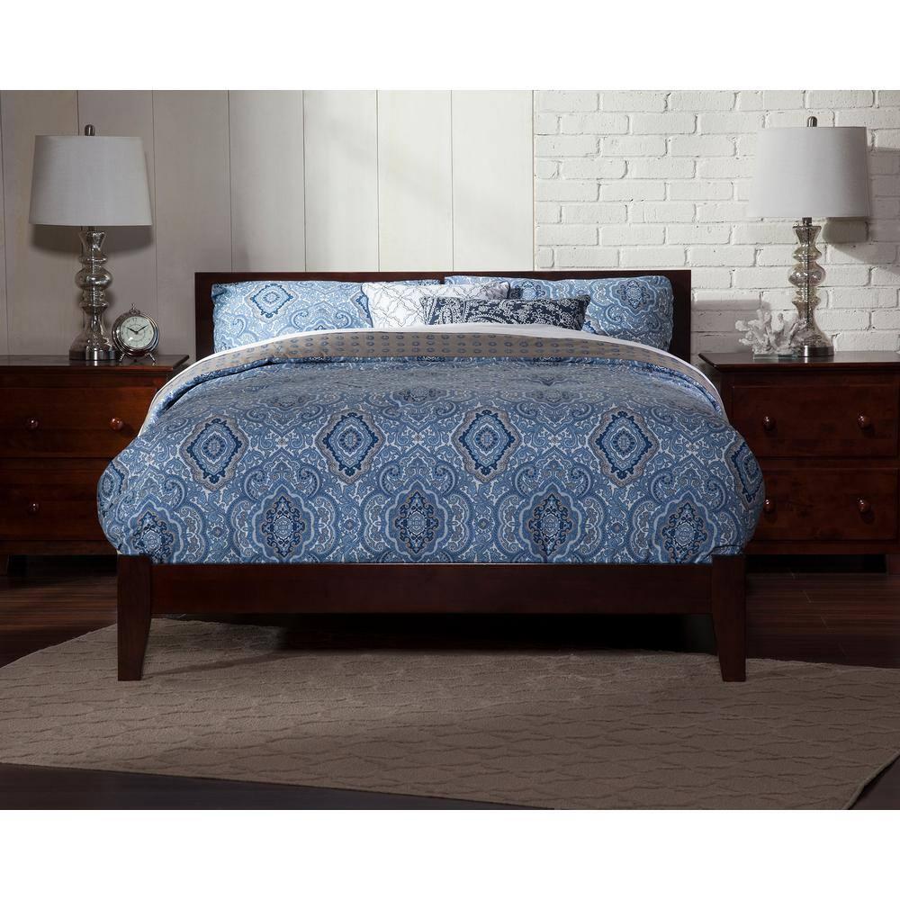 AFI Furnishings Orlando King Traditional Bed with Open Footboard and Turbo Charger in Walnut