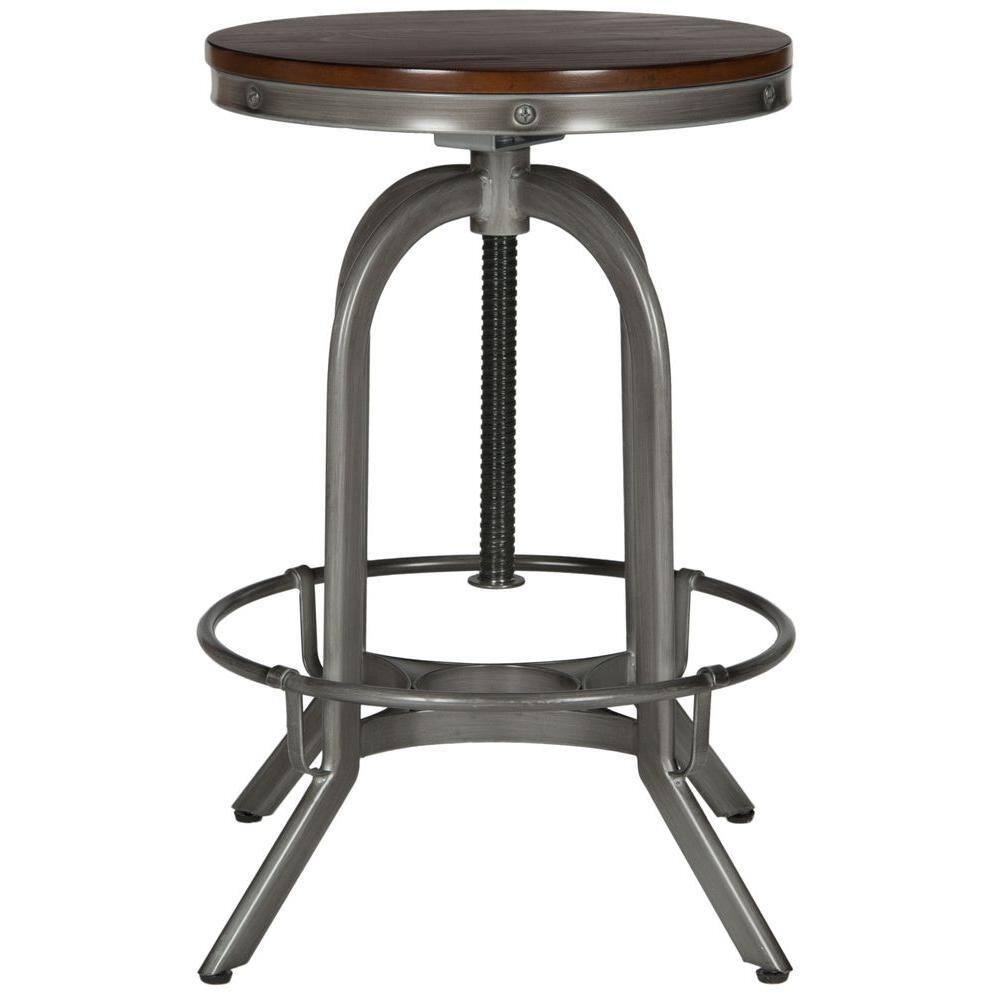 Wildomar Swivel Stool - FOX6226 - Burnt Oak/Iron - Safavieh Couture