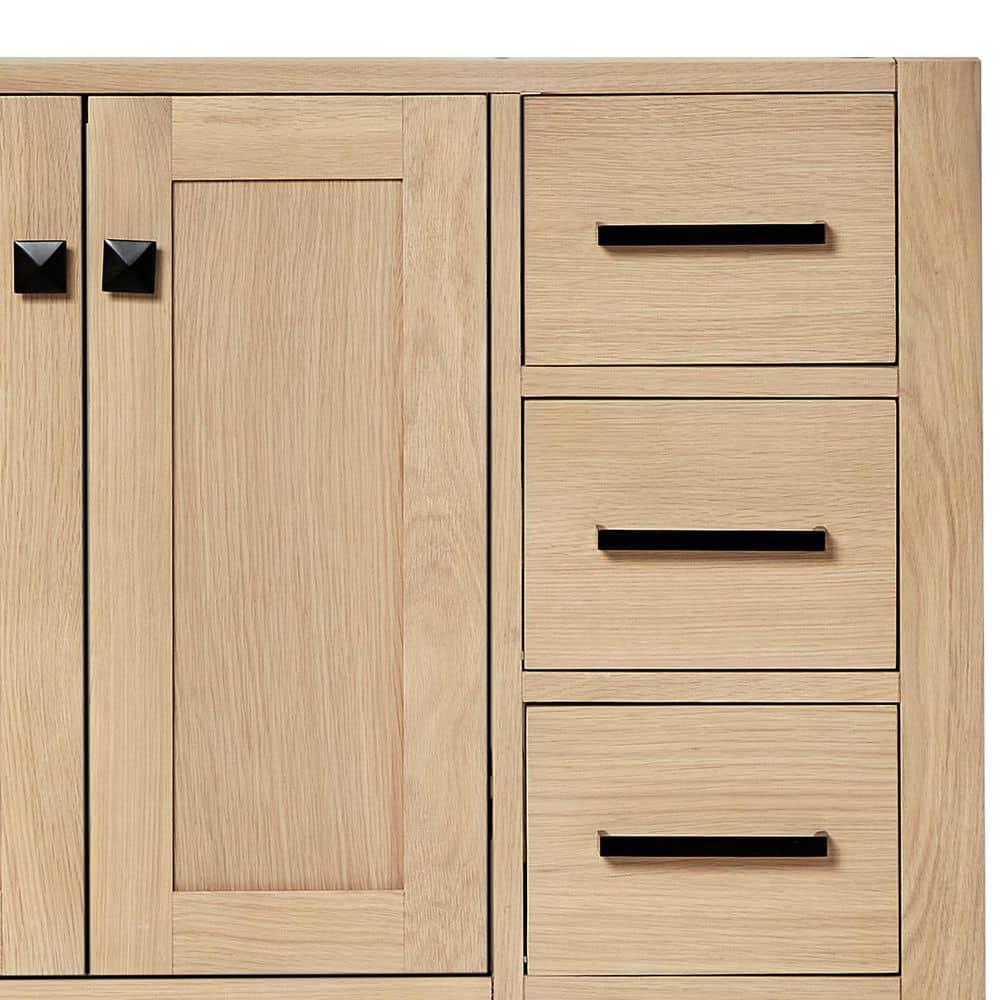 ARIEL Cambridge 48 Inch Single Oval Sink Bathroom Vanity With Carrara White Quartz Countertop 1.5 Inch Edge In Oak