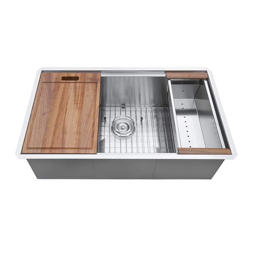 Ruvati Workstation Rounded Corners Undermount Ledge Kitchen Sink with Accessories