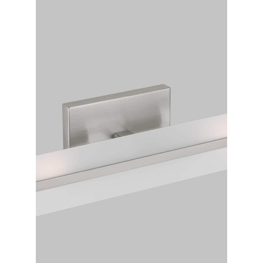 Modern Brushed Nickel 2-Light Bath Vanity with Satin Etched Glass