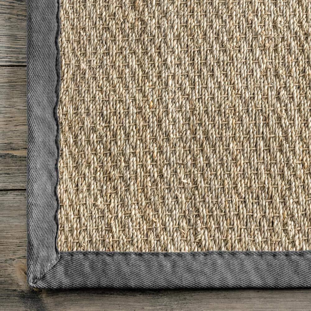 nuLOOM Elijah Seagrass Natural Area Rug, 9' x 12', Dark Gray