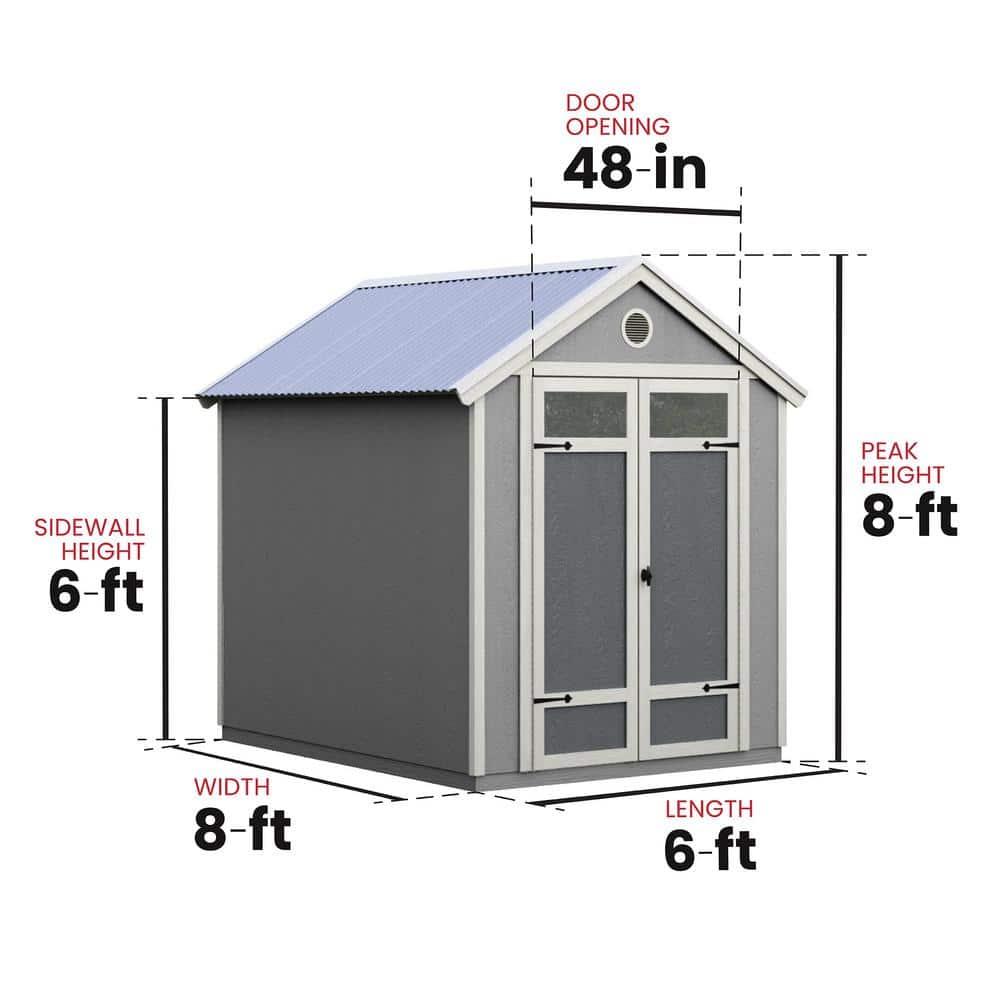 Handy Home Garden 6 ft. W x 8 ft. D Wood Storage Shed with Floor