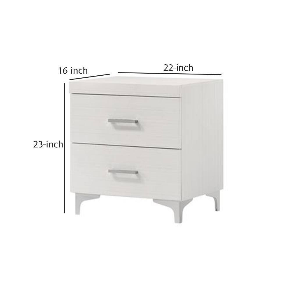 Gzxs Modern White Nightstand with 2 Storage Drawers, Wooden Small Bedside Table with Metal Handles and Legs, 22"L x 16"W x 23"H