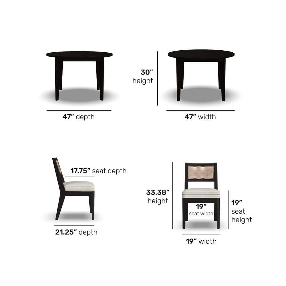 Homestyles Brentwood 5-Piece Mid-Century Wood Round Dining Set in Black