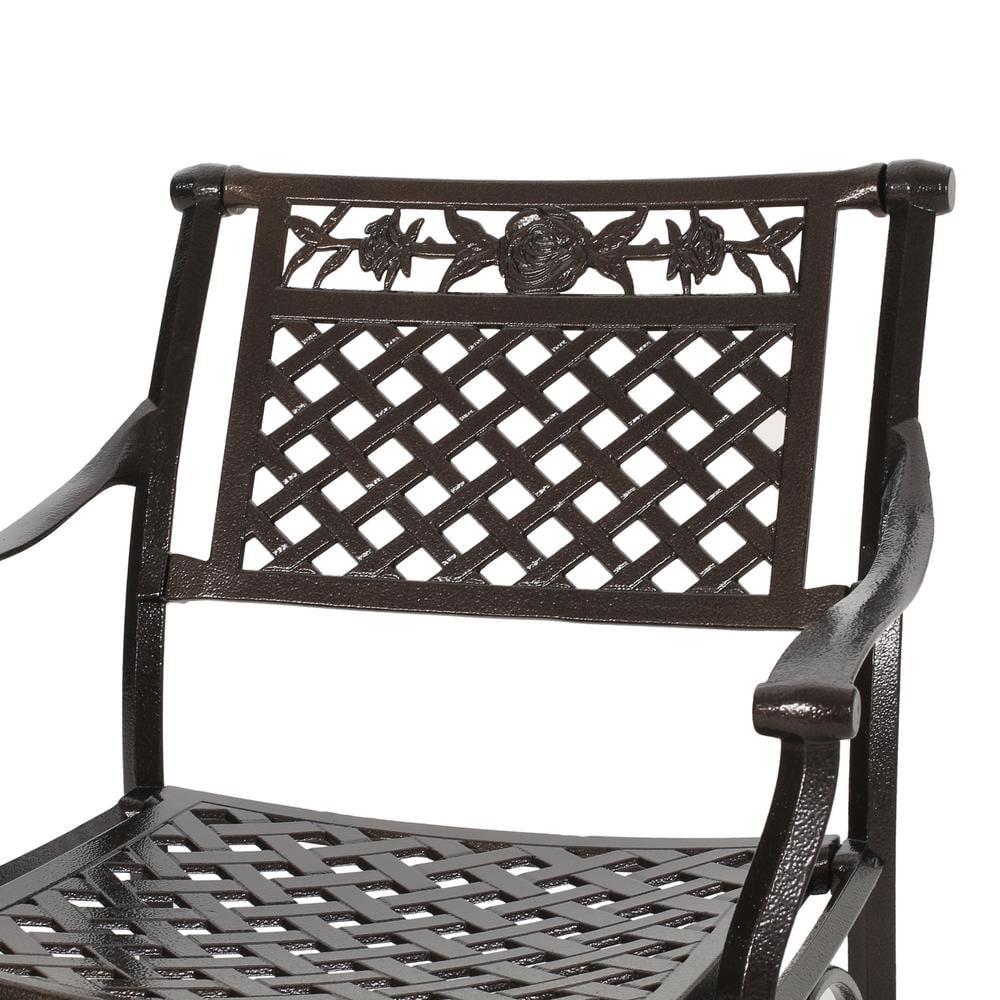 Noble House Ridgecrest Aluminum Patio Dining Arm Chair in Bronze (Set of 2)