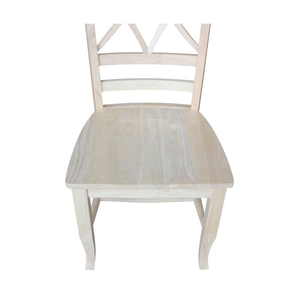 Set of 2 Lacy Dining Chair - Unfinished - International Concepts: Solid Wood, Parawood, Armless