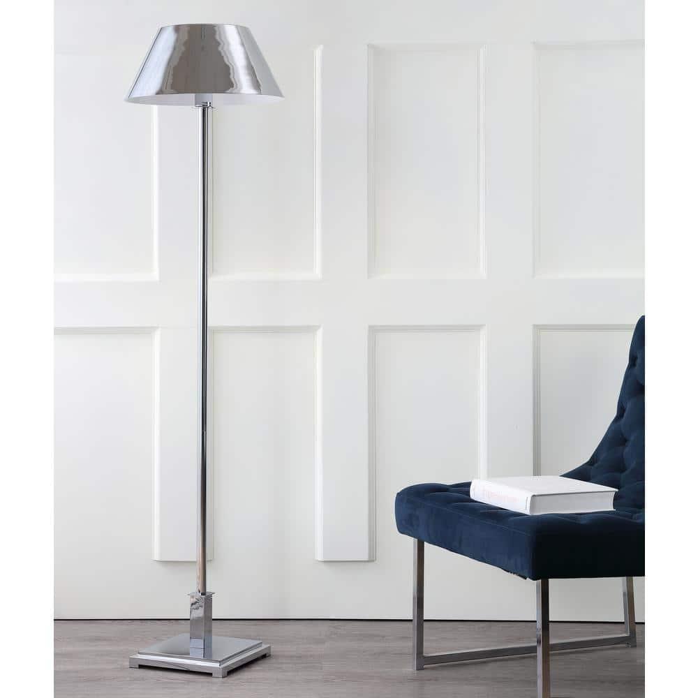 JONATHAN Y JYL6005A Roxy 60" Metal LED Floor Lamp, Contemporary, Modern, Transitional for living room, dinning room, bedroom, office Bulb Included, Chrome