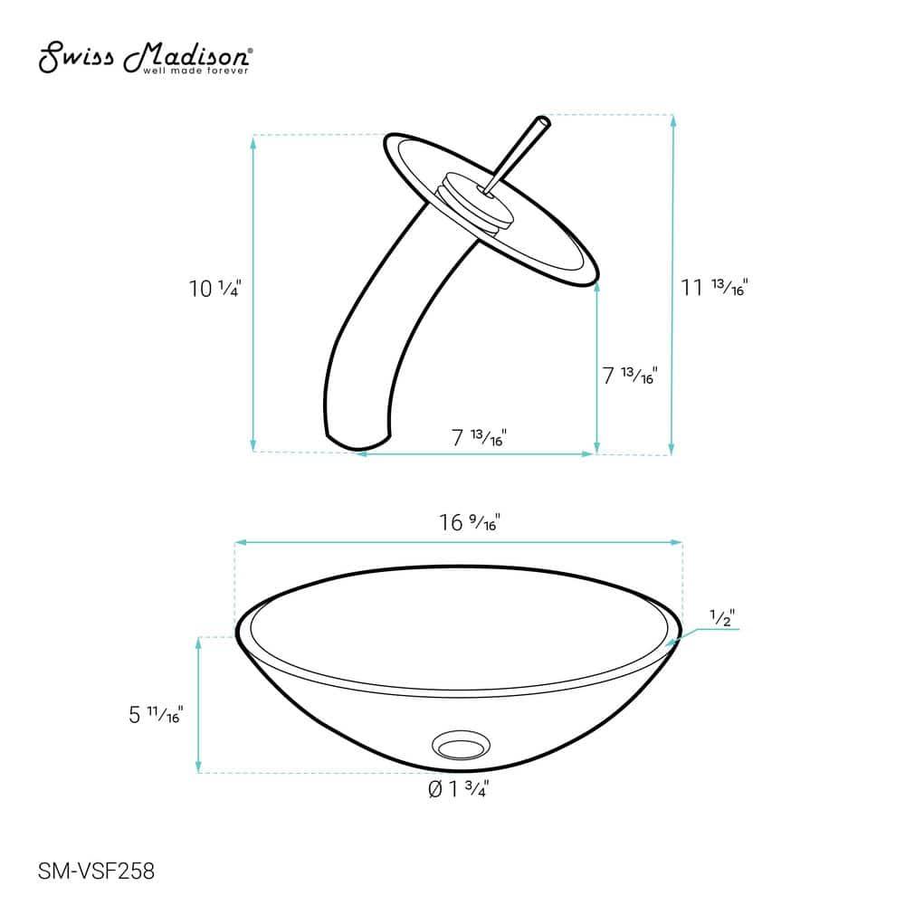 Cascade 16.5 Glass Vessel Sink with Faucet