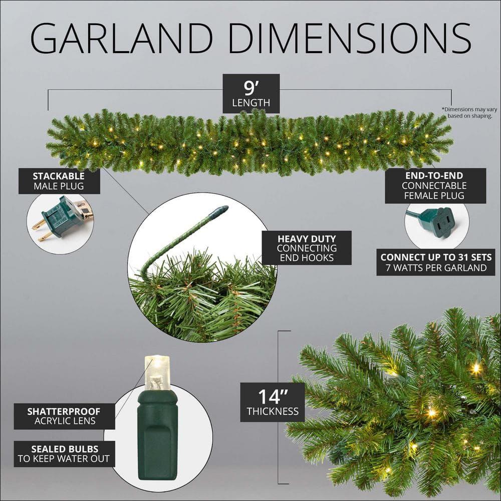 9 ft. Sequoia Pre-Lit with LEDs Garland, Warm White