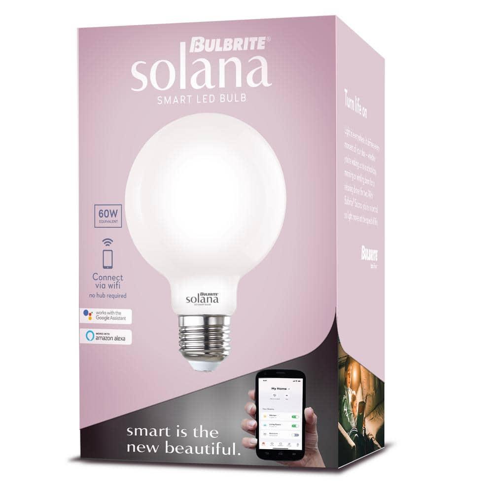 Bulbrite Solana 40 Watt Equivalent G25 Smart WiFi Connected 90CRI Globe LED Light Bulb, Milky Finish
