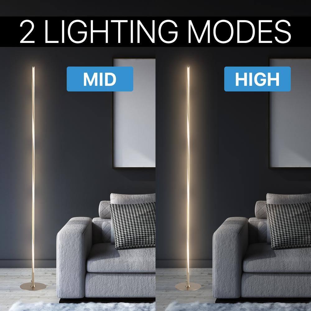 JONATHAN Y JYL7006B Pilar 63.75" LED Integrated Floor Lamp, Modern, Contemporary for living room, dinning room, bedroom, office, Gold
