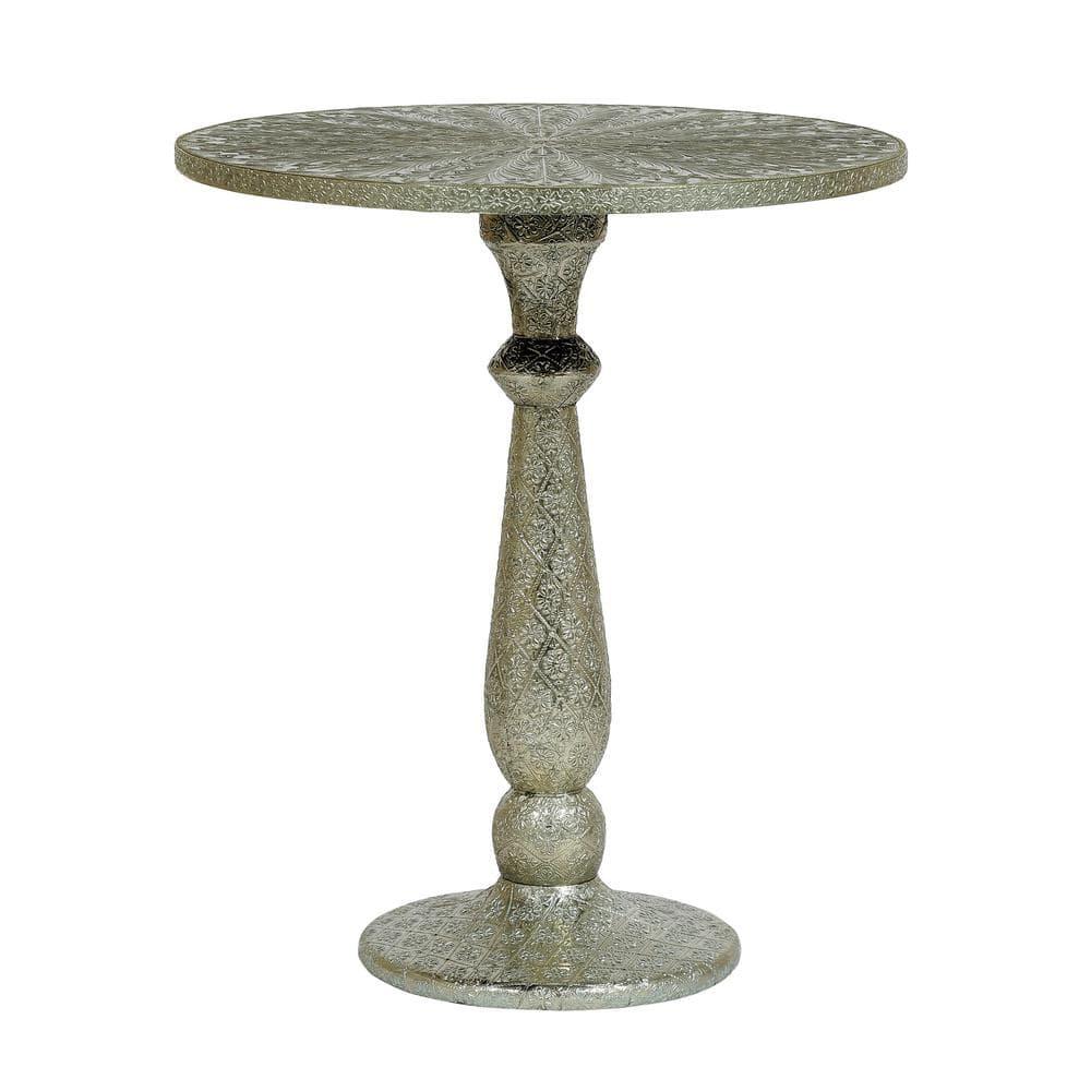Noble House Sagle Handcrafted Accent Table, Silver