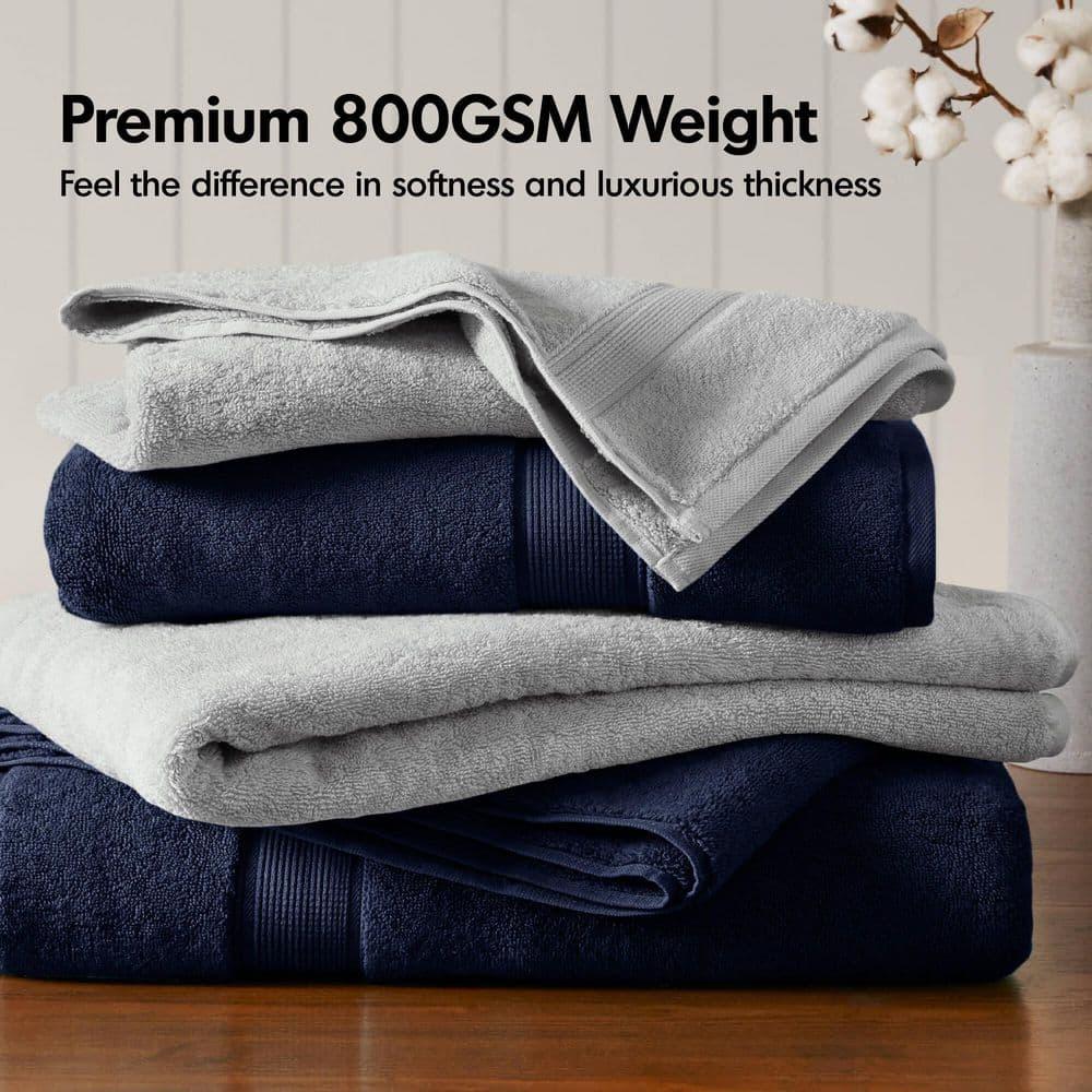 8pc Cotton Bath Towel Set Silver: Madison Park, Heavyweight Terry, OEKO-TEX Certified