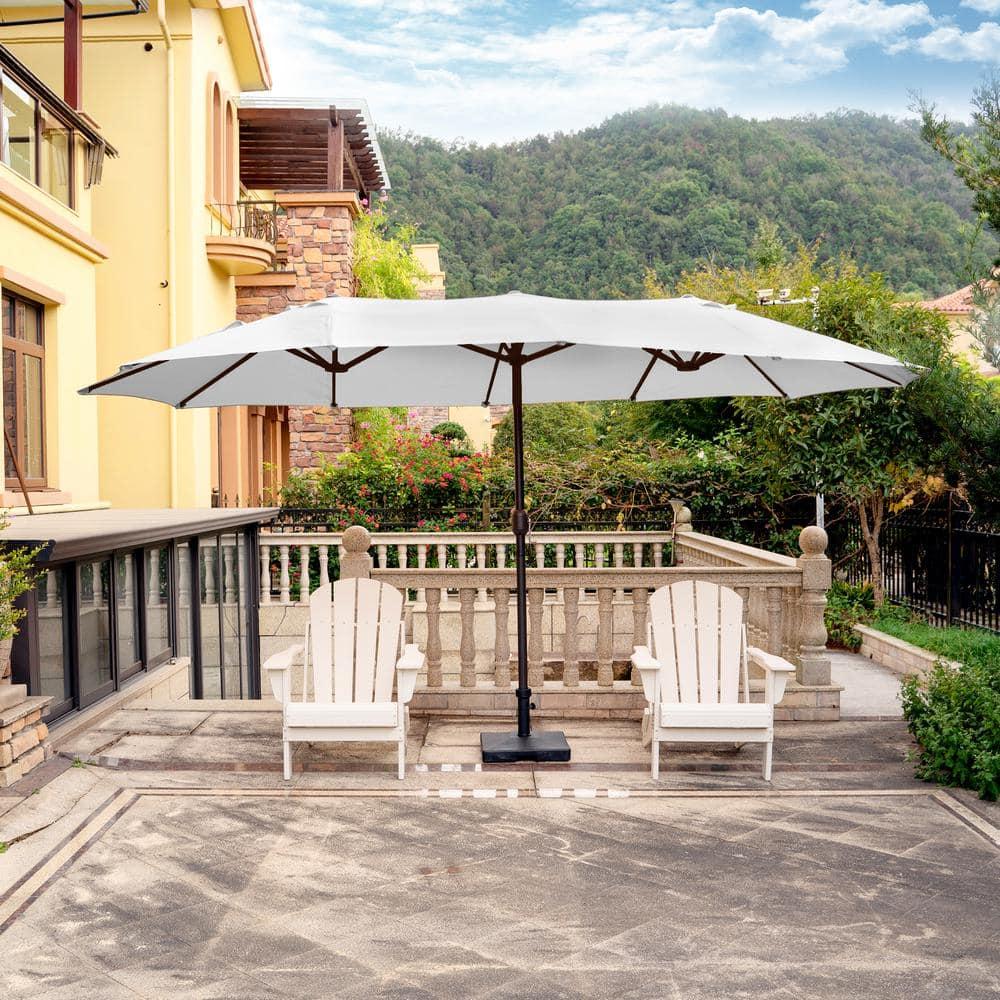 WestinTrends 15 x 9 Ft Double Sided Outdoor Twin Patio Market Table Umbrella, White