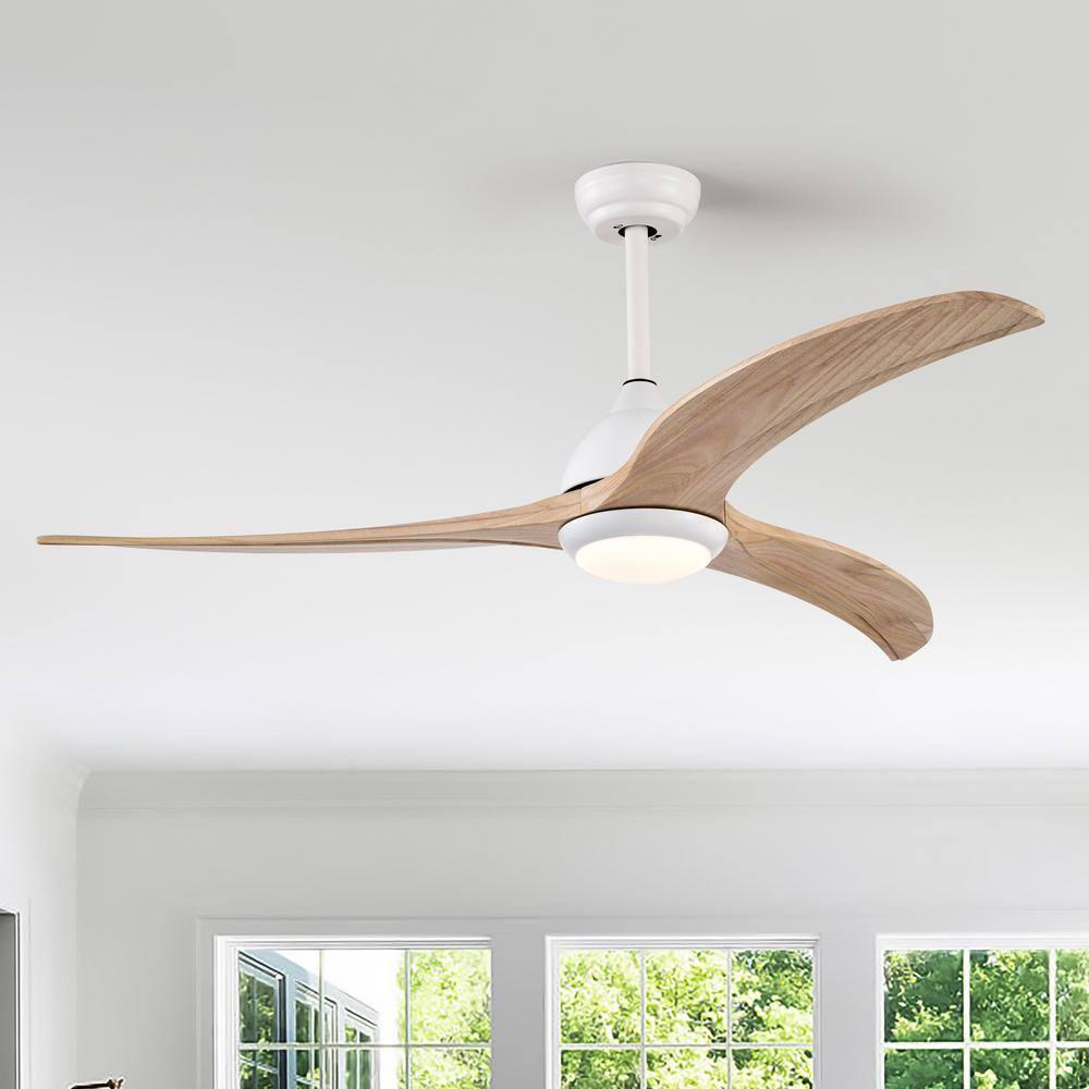 52" Ceiling Fan, Indoor Outdoor Ceiling Fan With Light with Remote Control, Noiseless Reversible Motor, 6 Speed ,3 Color ,Indoor.(Matte White)