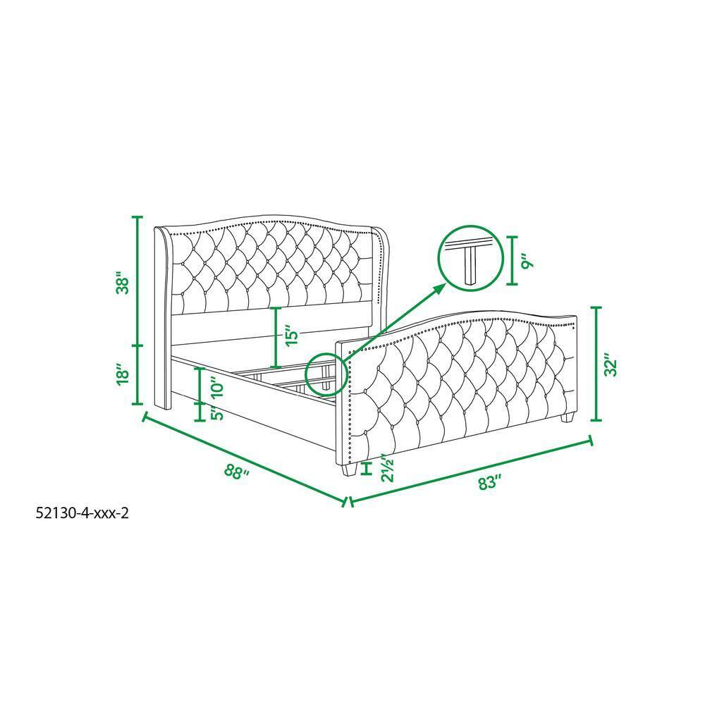Jennifer Taylor Home Marcella Tufted Wingback King Bed Antique White