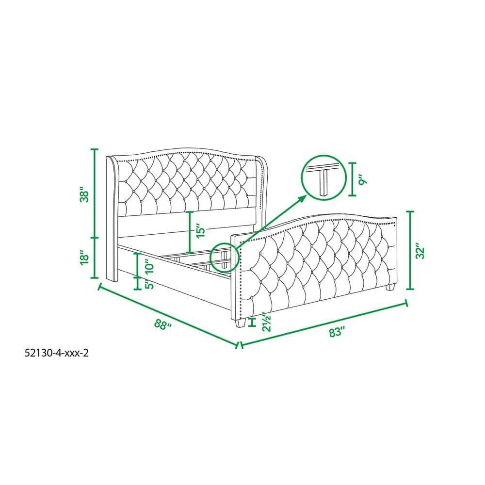 Marcella Tufted Wingback King Bed Bright White