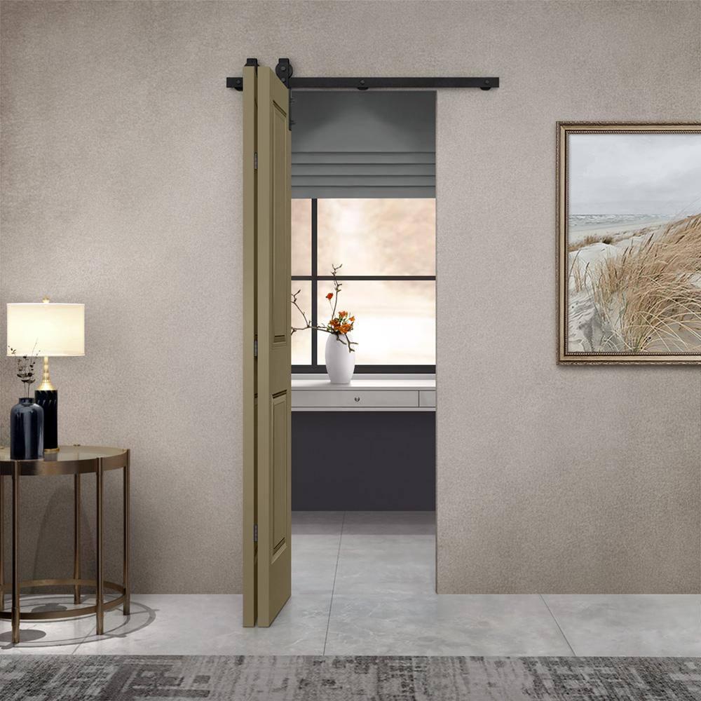 Calhome Paneled MDF Composite Bifold Barn Door with Installation Hardware Kit