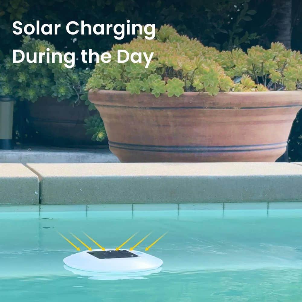 Solar Powered Integrated LED Outdoor Floating Pool Light (Set of 2)