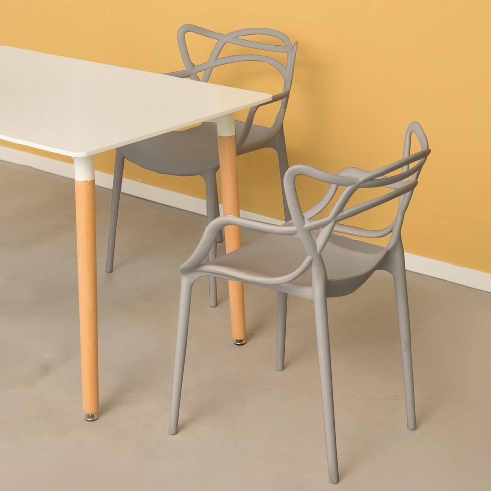 Gray High Back Plastic Molded Arm Chair