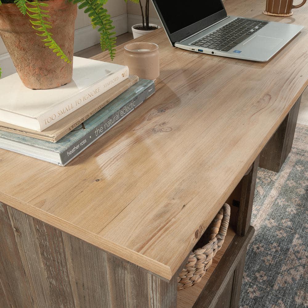 Sauder Sonnet Springs Engineered Wood L-Shaped Desk in Pebble Pine