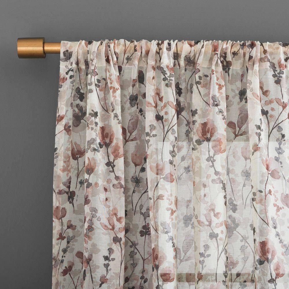 Scott Living Jessa Linen Blend Floral Semi-Sheer Rod Pocket Single Curtain Panel & Reviews | Wayfair