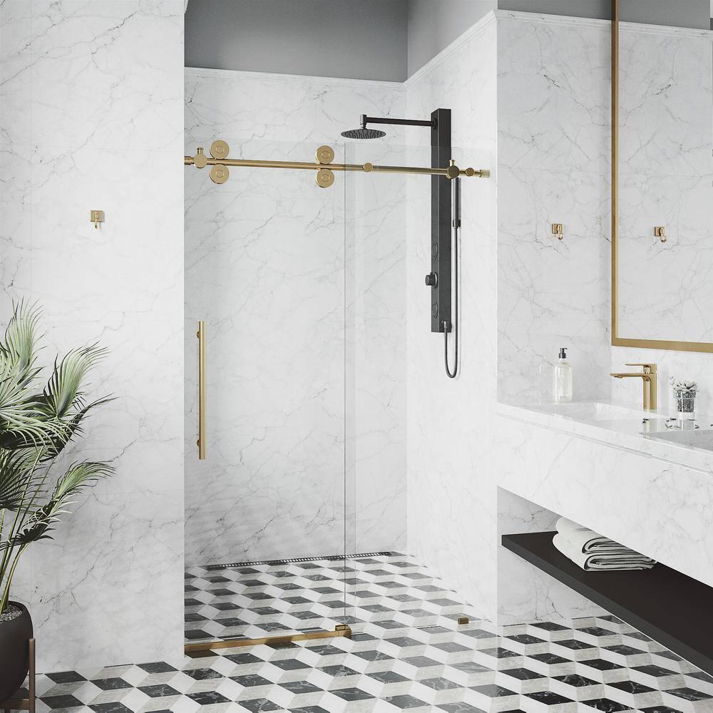 Elan 52-56" W x 74" H Sliding Frameless Shower Door with 3/8" Clear Glass