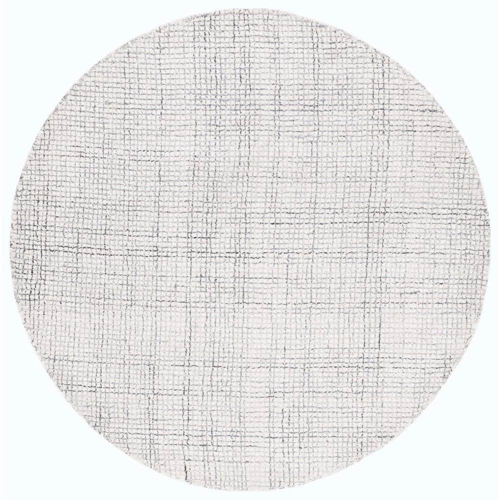 Abstract ABT470 Handmade Indoor Area Rug - Ivory/Grey - 6' Round - Safavieh