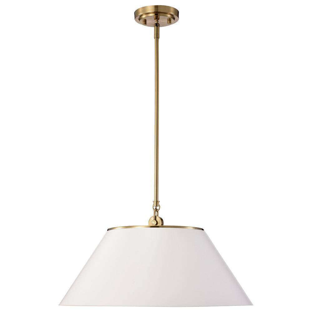 Nuvo Lighting Dover 3 Light Large Pendant White with Vintage Brass