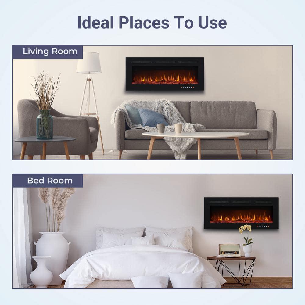 Alice 30" Electric Fireplace Inserts Recessed, Wall Mounted Fireplace LED Fireplace Heater with 12 Flame Colors, Touch Screen, Remote Control, Timer, Logset & Crystal Stones 500W/1500W - 30 inches
