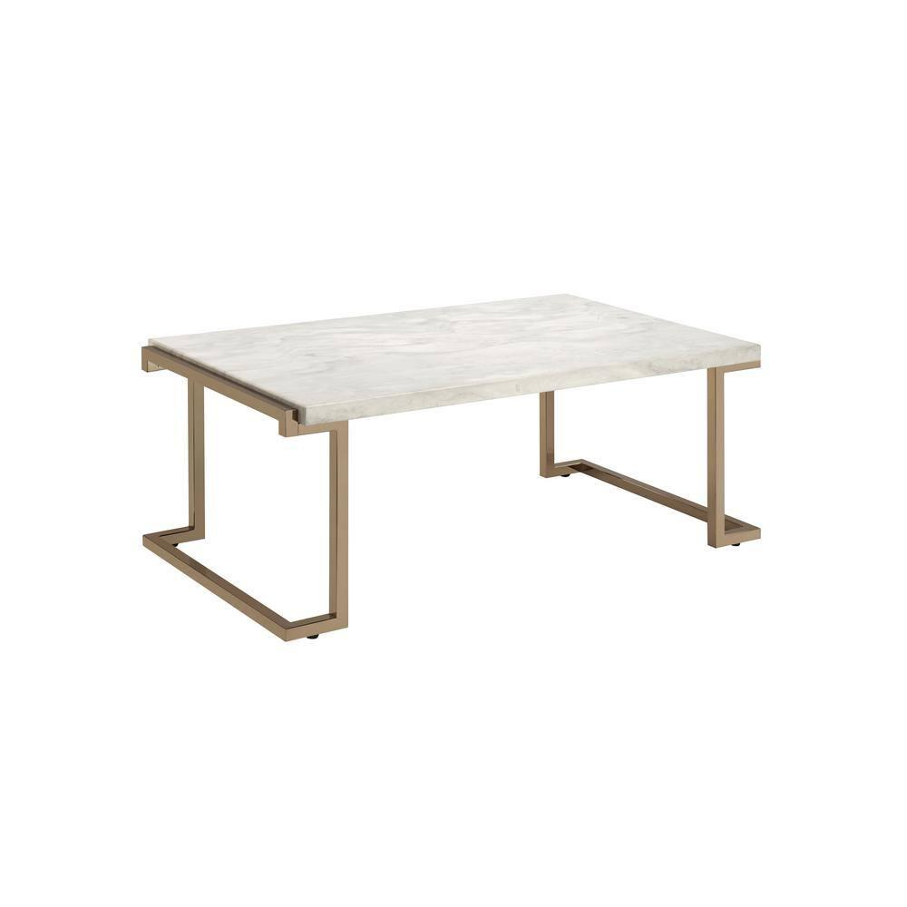 Adrinfly Boice II Coffee Table in Faux Marble & Champagne 82870