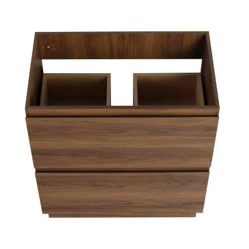 30" Medium Brown MDF Freestanding Double Drawer Vanity Cabinet