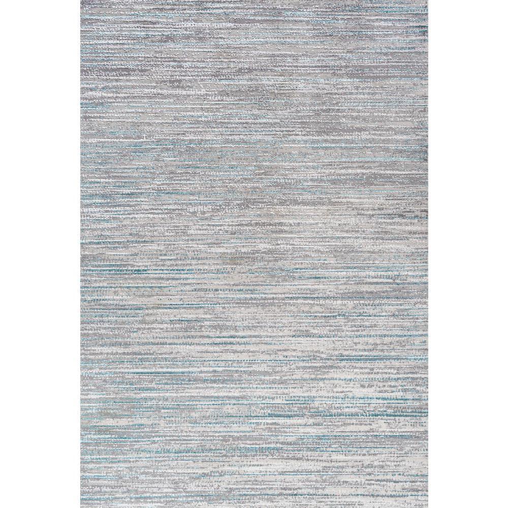 8'x10' Loom Modern Strie'  Area Rug, Gray/Turquoise - JONATHAN Y