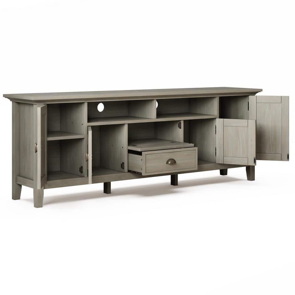Redmond SOLID WOOD 72 inch TV Media Stand in Distressed Grey For TVs up to 80 inches