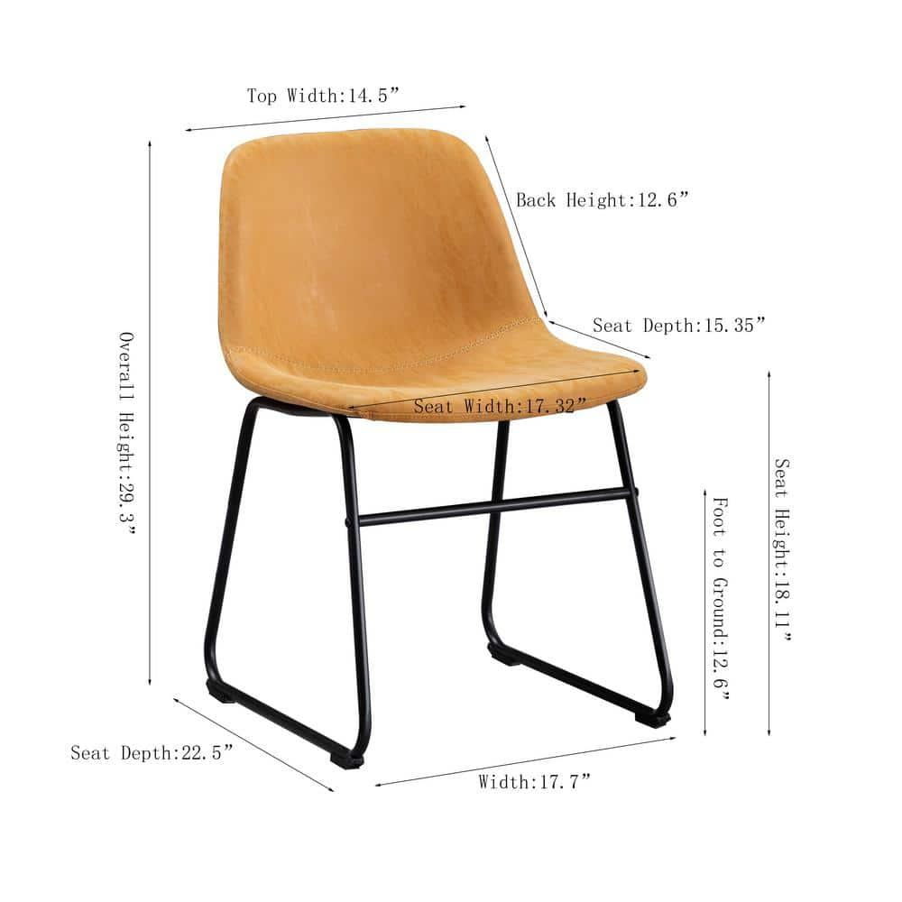 Vanity Art Set of 2 Pcs Synthetic Leather Upholstered Dining Chairs Armlesss with Metal Legs UC-13T