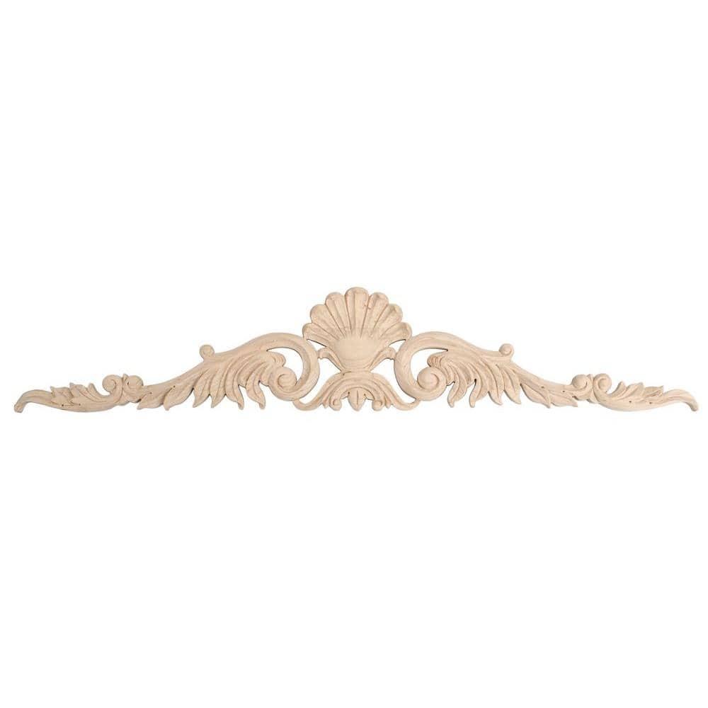 Architectural Products by Outwater L.L.C. 5-3/4 in x 31 in x 5/8 in Unfinished Hand Carved Solid Hard Maple Wood Onlay Acanthus Wood Applique