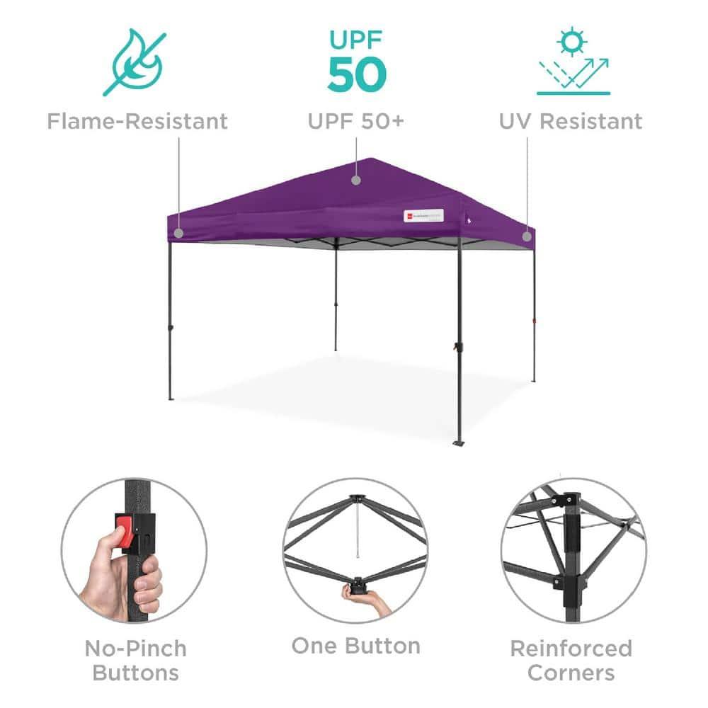 Best Choice Products Best Choice Products Easy Setup Pop Up Canopy W/ 1-Button Setup, Wheeled Case, 4 Weight Bags