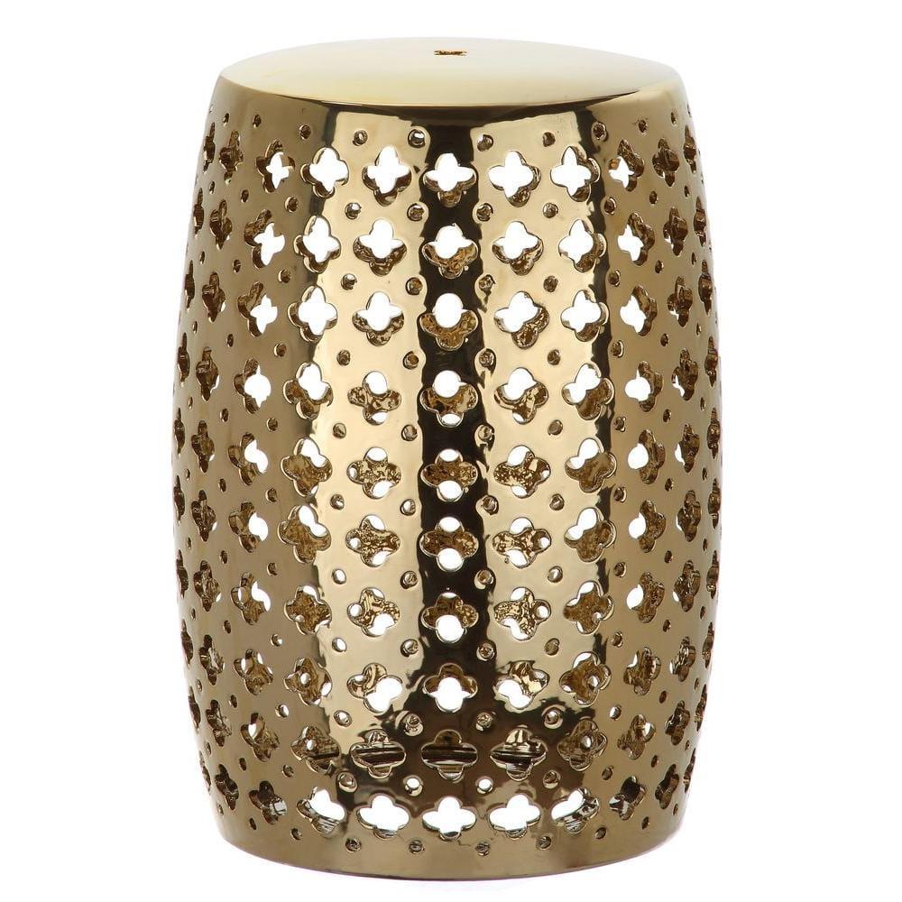Safavieh Lacey Trellis Indoor/Outdoor Garden Patio Stool, Plated Gold