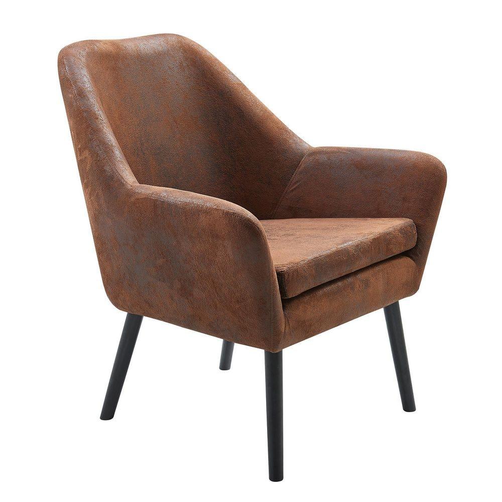 Ebern Designs Ringwold Armchair with Aged Fabric and Solid Wood Legs