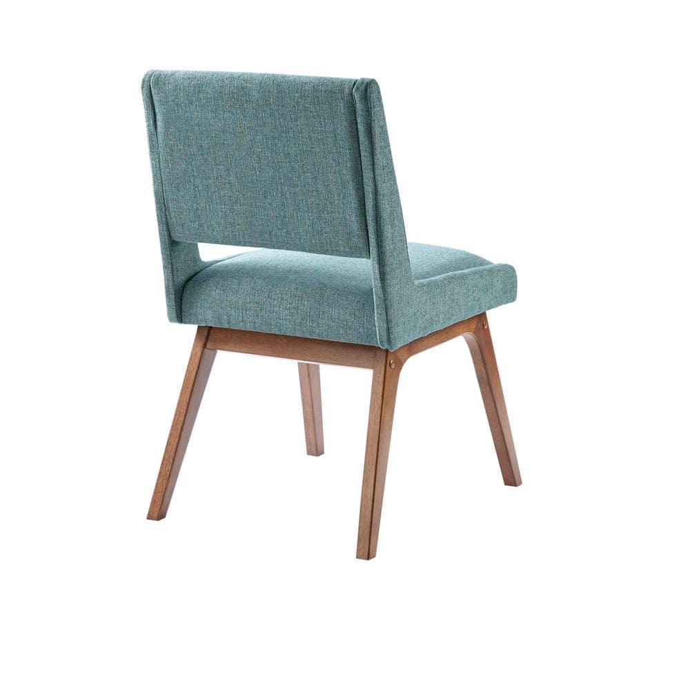 Ink+Ivy Set of 2 Boomerang Dining Chair Blue: Upholstered, Pecan Wood Legs, Mid-Century Modern