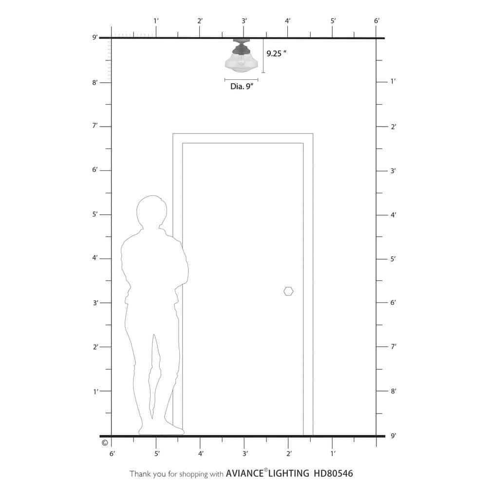 Livex Lighting Avondale 1 - Light Semi-Flush Mount in  Black