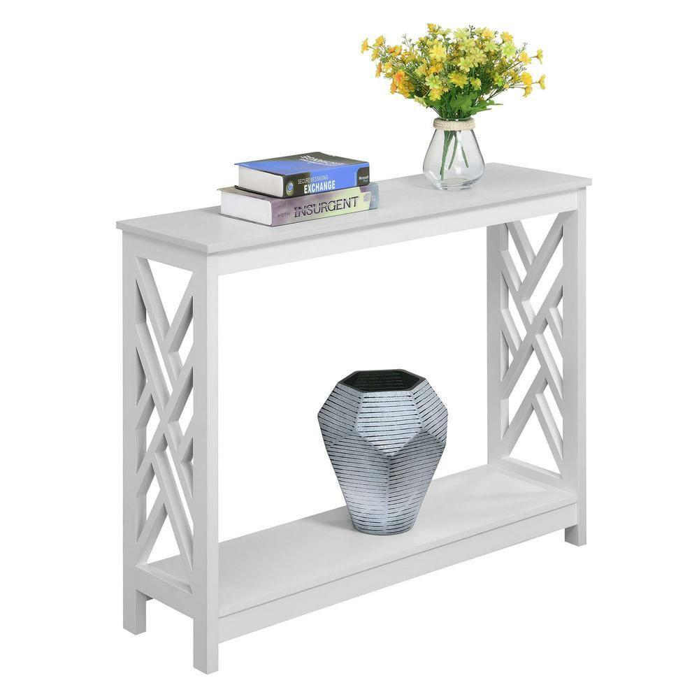 Convenience Concepts Titan Console Table with Shelf, White