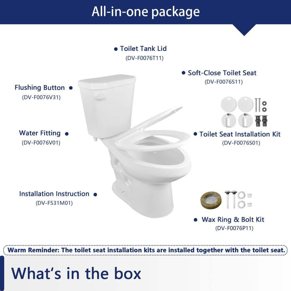 DeerValley Dynasty Elongated Toilet Two-Piece Toilets, ADA Height 17.5" Comfort Chair Height Toilet Bowl With Soft Close Seat