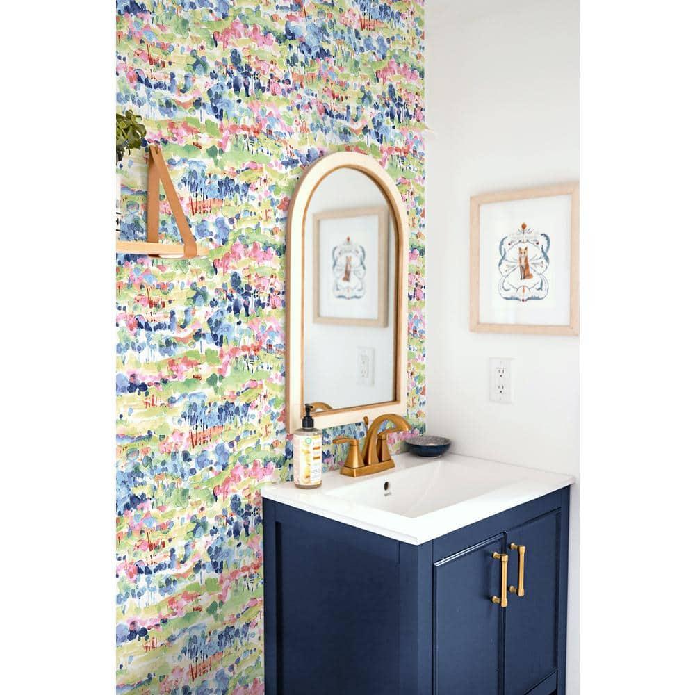 Surface Style - Peel and Stick Wallpaper, Abstract Wallpaper for Bedroom, Powder Room, Kitchen, Vinyl, 30.75 Sq Ft Coverage (Water Coloring Collection, Spring)
