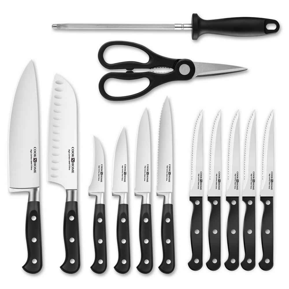 Cook N Home Cook N Home Kitchen Knife Set with Bamboo Storage Block 15-Piece
