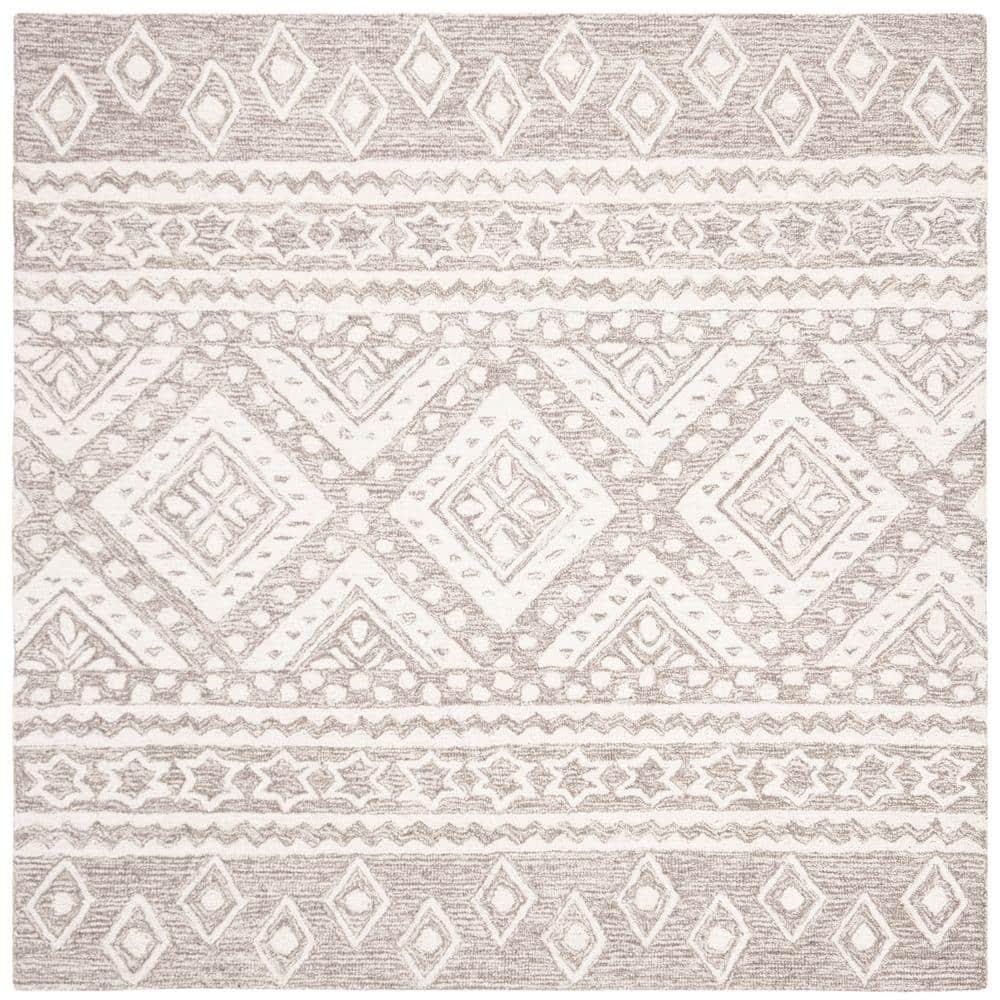 Micro-Loop MLP501 Hand Tufted Indoor Area Rug - Dark Grey/Ivory - 5'x5' - Safavieh